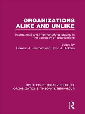 cover image of Organizations Alike and Unlike (RLE